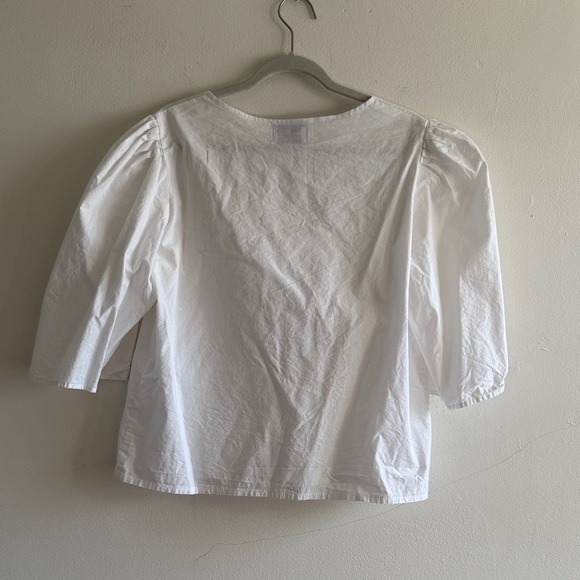 Maison Cléo Elegant White Tie-Front Blouse - Picture 5 of 6